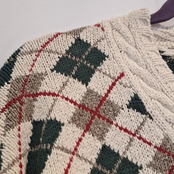 Vintage Polo By Ralph Lauren Argyle V-Neck Sweater - Silk Blend Size XL